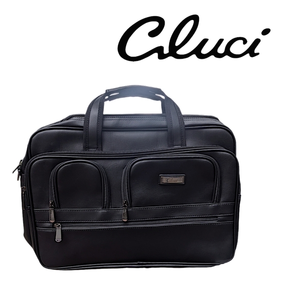 CLUCI Leather 15.6 inch Expandable Messenger/Laptop Bag - Picture 2 of 6